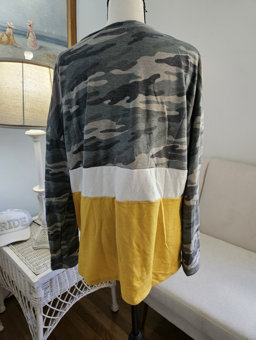 Men's Camo Colorblock Long-Sleeve Shirt - Yellow/Gray